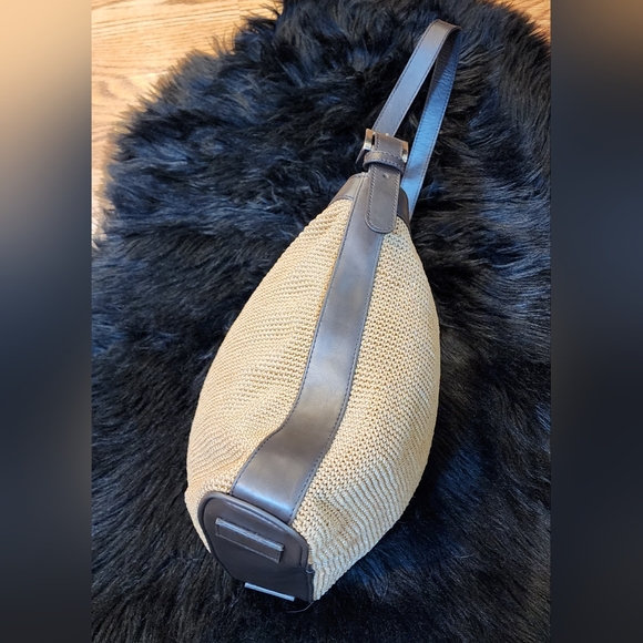 The Sak Elliott Lucca Shoulder Bag Brown Crochet Women's Purse Leather Trimmed - Picture 6 of 14